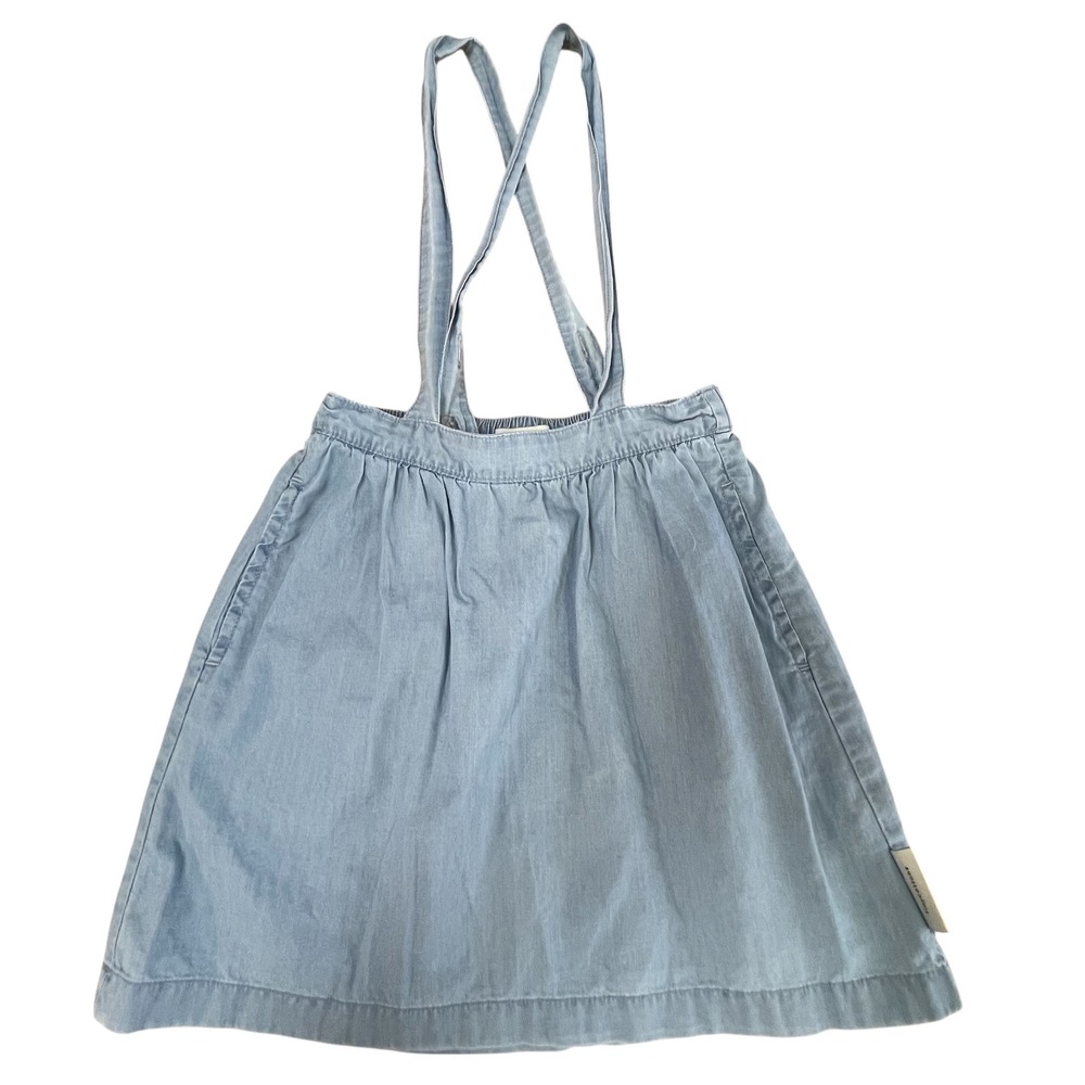 Tinycottons Kids Girls Chambray Suspender Skirt - Size 6Y